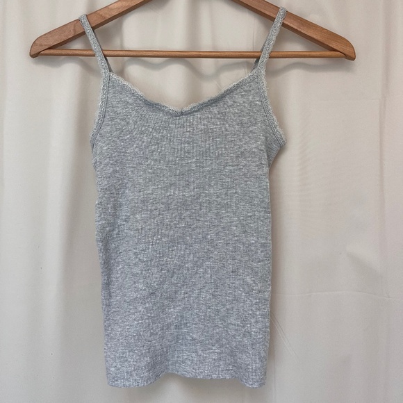 h&m girl ribbed camisoles lace v-neck bundle of 2 gray white 12-14y - Picture 6 of 8